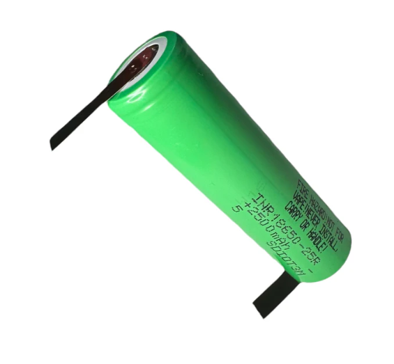 Samsung 25R 18650 Li ion battery with solder tabs (U and Z style tabs)