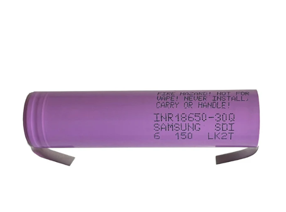 Samsung 30Q 18650 3000mAh with solder tags / tabs Li-ion cell (U & Z style tabs)